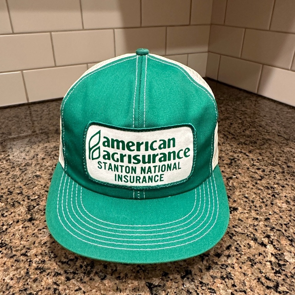 Vintage American Agrisurance K-Brand Trucker Hat Green Mesh Snapback USA